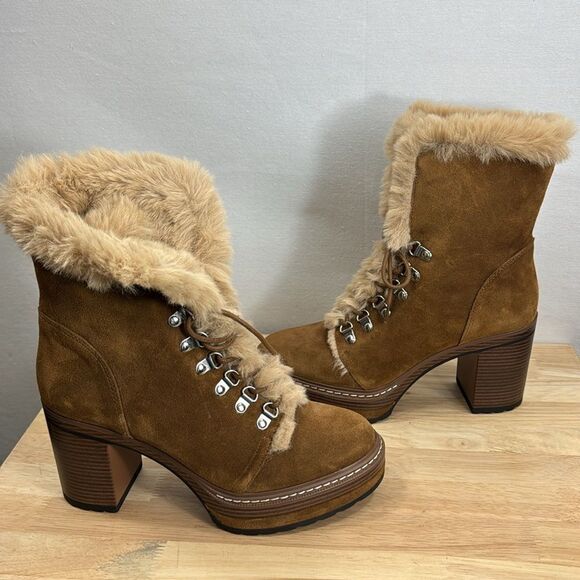 Steve Madden Women's Scoops Platform Lug-Sole Hiker Booties Chestnut Size 8 NIB - Picture 6 of 9